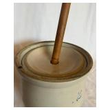 Antique Red Wing Union 2 gallon Stoneware Butter Churn with Lid and Wooden Dasher