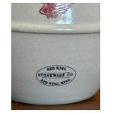 Red Wing Stoneware Bean Pot with Lid, Red Wing Pitcher and Red Wing Mini Crock