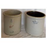 Vintage Red Wing Union Stoneware 2 Gallon Crock and Robinson Ransbottom Blue Crown 2 Gallon Stoneware Crock