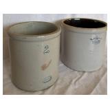 Vintage Red Wing Union Stoneware 2 Gallon Crock and Robinson Ransbottom Blue Crown 2 Gallon Stoneware Crock