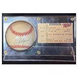 Minnesota Twins Eric Milton Autographed Baseball with Ticket from His September 11, 1999 Game