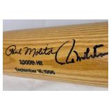 MN Twins Autographed Commerative Wooden Baseball Bats - Justin Morneau #33 2006 MVP and Paul Molitor 3000 Hit 1996