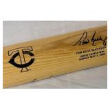 MN Twins Autographed Commerative Wooden Baseball Bats LOT 2 - Tom Kelly, Corey Koskie, and Jacque Jones