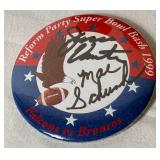 Jesse Ventura Bobbleheads and Reform Party Super Bowl Bash 1999 Autographed Button