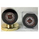 Dallas Stars Autographed Hockey Pucks 2000  - Mike Keane #12, Guy Carbonneau #21, Brett Hull and Jamie Wright and Mike Madano