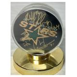Dallas Stars Autographed Hockey Pucks 2000  - Mike Keane #12, Guy Carbonneau #21, Brett Hull and Jamie Wright and Mike Madano