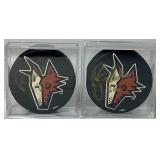 Phoenix Coyotes Rick Tocchet #22 Autographed Hockey Pucks 2000