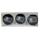 Bundle of 3 USA Hockey Black Pucks Autographed by Alana Blahok #18 and Karen Bye #6