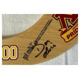 University of Minesota Mini Hockey Sticks Autographed by Head Coach Dan Lucia, 2002/2003 Back to Back Championship Poster Autographed by Thomas Vanek and Gopher Hockey Puck