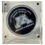 Jordan Leopold Autographed Hockey Puck and Autographed Hobey Baker Award Program April 12, 2002