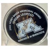 Jordan Leopold Autographed Hockey Puck and Autographed Hobey Baker Award Program April 12, 2002
