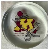 University of Minnesota Womans Hockey Goalie Stick Signed by Team Members and 2 Inaugural Game Pucks