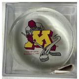 University of Minnesota Womans Hockey Goalie Stick Signed by Team Members and 2 Inaugural Game Pucks