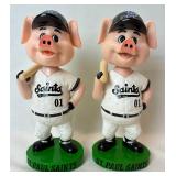 St Paul Saints Bobbling Head Dolls -Bacon (Saints Pig), Terwilliger and 2000 Saints Snow Globe