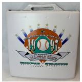 Saint Paul Saints Bundle - Commerative Bat and Baseballs, 1997 Seat Cushion, 2 Seat Cushions, Saints 2000 Snow Globe and Two 1998 Game Balls