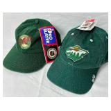 Minnesota Wild Bundle - Baseball Caps. Inaugural Season 2000/2001 Mini Goalie Stick, Hockey Pucks