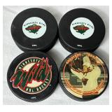 Minnesota Wild Bundle - Baseball Caps. Inaugural Season 2000/2001 Mini Goalie Stick, Hockey Pucks