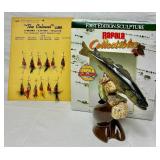 Rapala First Edition Sculpture - Shorelunch Anglers Trophy Series plus "The Colonel" Lure Vintage Sales Card Containing 12 Spinning Cast Trolling Vintage Lures