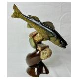 Rapala First Edition Sculpture - Shorelunch Anglers Trophy Series plus "The Colonel" Lure Vintage Sales Card Containing 12 Spinning Cast Trolling Vintage Lures