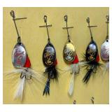 Rapala First Edition Sculpture - Shorelunch Anglers Trophy Series plus "The Colonel" Lure Vintage Sales Card Containing 12 Spinning Cast Trolling Vintage Lures