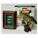 Rapala First Edition Sculpture - Shorelunch Anglers Trophy Series plus framed 8.5" x 6.5" 3 Lure Set