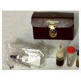 Antique Fishing Display Racks with Vintage tins and 25 Promotion Lures Plus Vintage Grain Belt Beer Chalkware Fish Plaque