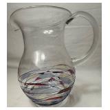 Fostoria Romania Galleria Blown Glass Pitcher and 6 Highball Glasses