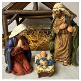 Creche and Nativity Set with Jesus, Mary, Joseph, Animals and Village Accessories