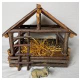 Creche and Nativity Set with Jesus, Mary, Joseph, Animals and Village Accessories