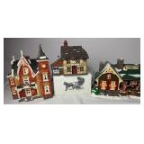 Department 56 Dickens Village Mr. & Mrs. Pickle Cottage, Heritage Village One Horse Open Sleigh, Snow Village Turn of the Century House and Snow Village