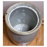 Antique Red Wing Union 2 gallon Stoneware Butter Churn with Lid and Wooden Dasher