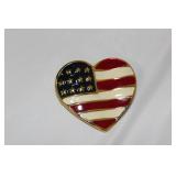 Heart-shaped American Flag Brooch
