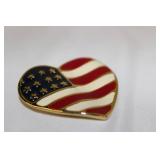 Heart-shaped American Flag Brooch