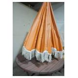 Vintage Wooden Patio Table with 4 Bench Chairs and Umbrella