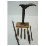 Cobblers Shoe with stand, chisels, wrench