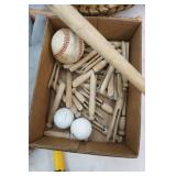 Baseballs, Softballs, Wooden Clothespins, Footballs, Vintage Kids Ironing Board and More (5 gallon bucket included)