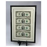 4pc $2 Uncut Sheet in Display Frame