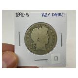 1892-S Silver Barber Half Dollar