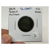 1804 Plain 4 No Stems Half Cent