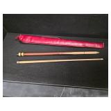 Vintage Pool Cue with dark red case