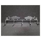 Metal Hanging Rack with Fish on it