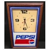 VINTAGE Pepsi Hanover Wood Frame Wall - Clock