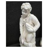 Vintage Holland Molds, Girl and Boy sitting on tree stumps with dogs