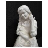 Vintage Holland Molds, Girl and Boy sitting on tree stumps with dogs