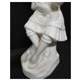 Vintage Holland Molds, Girl and Boy sitting on tree stumps with dogs