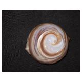 Very Cool Heisey Caramel Slag Glass Candy Dish w/ Lid Ornate Wave Finial adorn w/ Shells