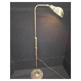 Vintage Patinated Brass Adjustable Height Pharmacy Floor Lamp
