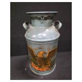 Vintage metal Milk Can decorated with an American Eagle Motif