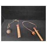 M&M Two RARE Vintage Antique Traditional Handcrafted Bamboo Blowdart Quivers