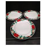 Deck The Halls Dinner Set Poinsettia & Holly w/Box TIENSHAN (Incomplete)